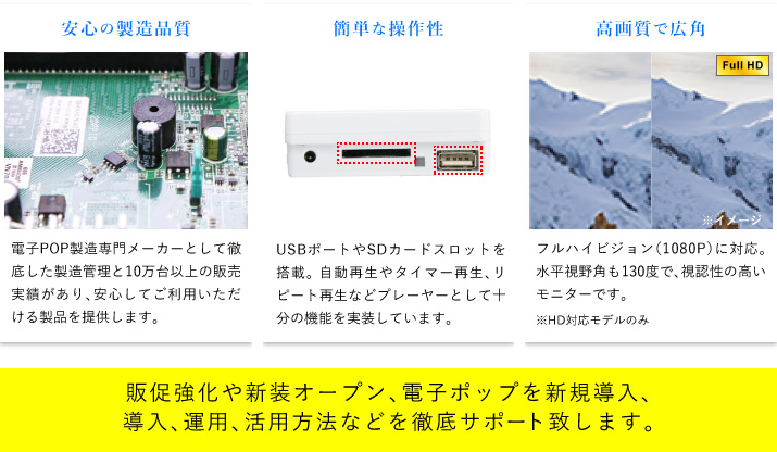 店頭販促用電子POPモニター