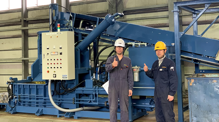 空き缶選別プレス機で作業環境改善 | 環境機器カタログ